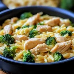 Käse-Hühnchen Brokkoli Orzo für gemütliche Abende