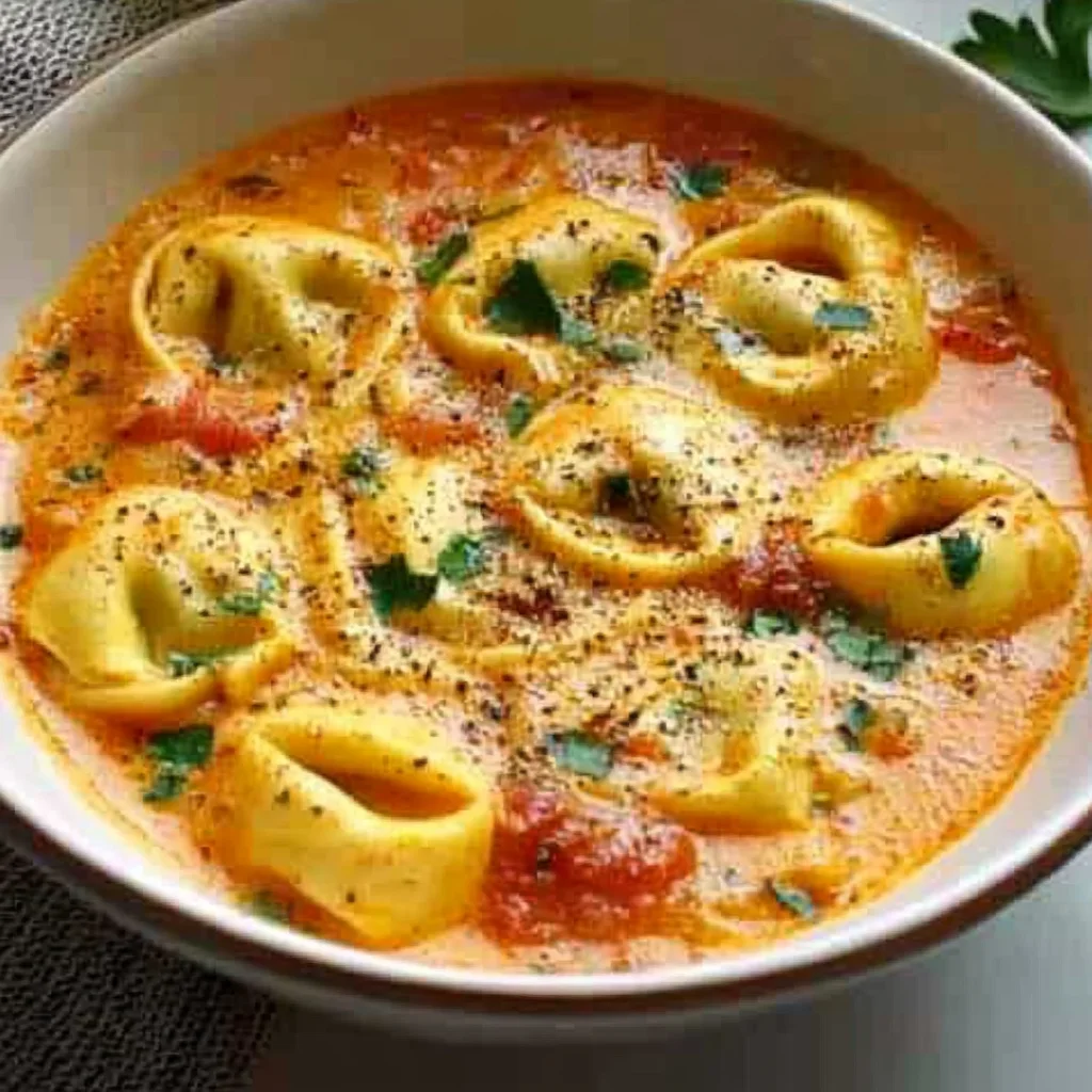 Käse-Tomaten-Tortellini-Suppe: