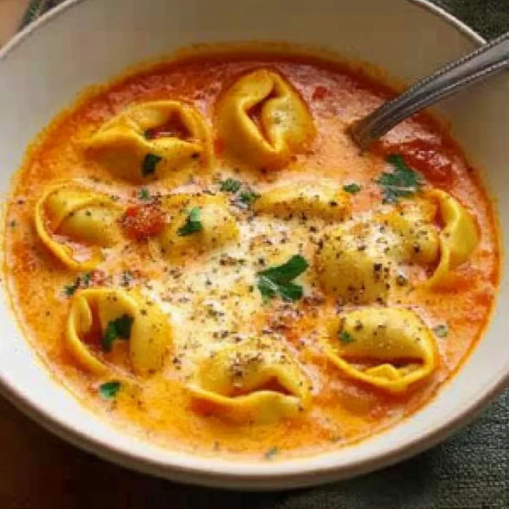 Käse-Tomaten-Tortellini-Suppe: