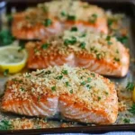 Krosse im Ofen gebackene Parmesan-Krustenlachsfilets