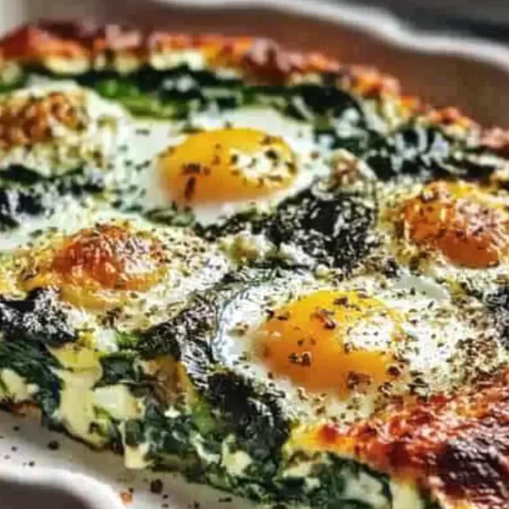 Low Carb Spinat-Auflauf mit Feta und Ei