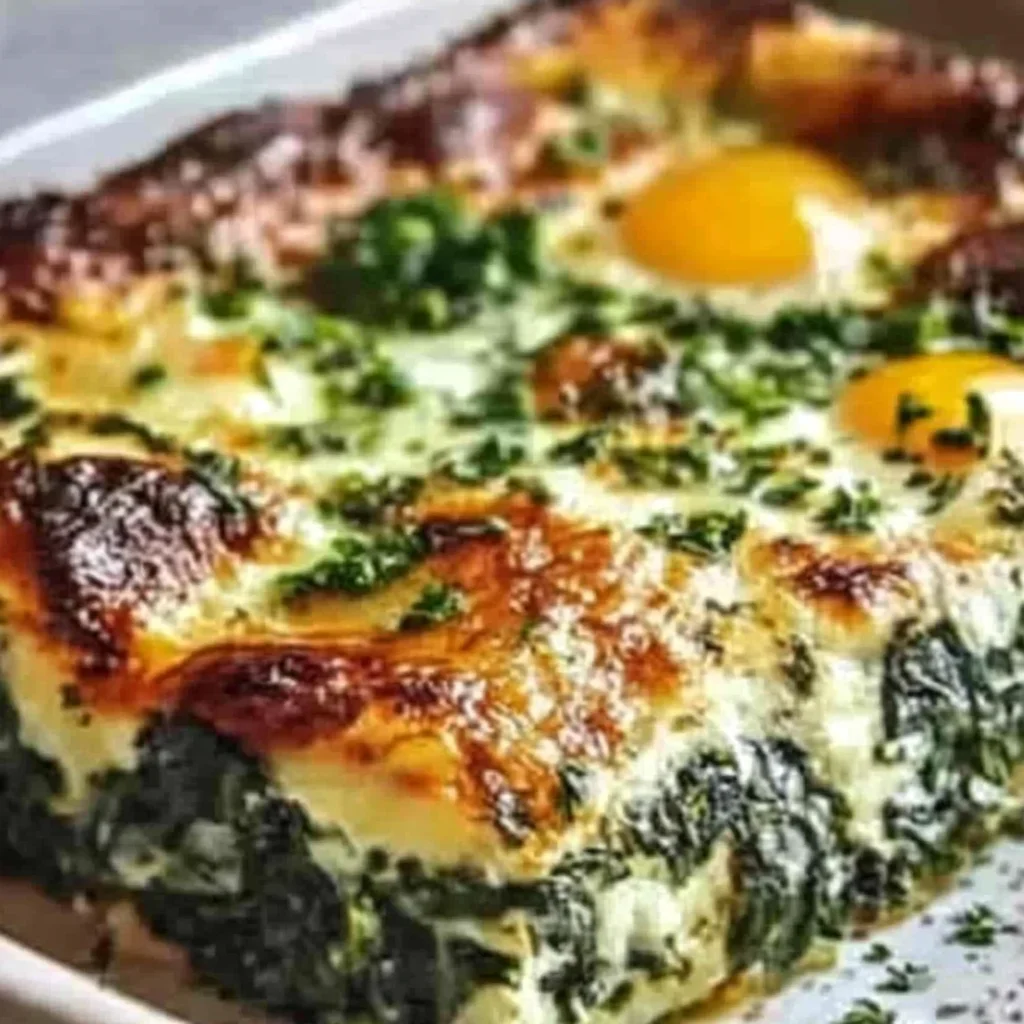 Low Carb Spinat-Auflauf mit Feta und Ei