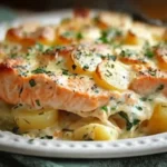 Zarter Lachs Auflauf mit Kartoffeln