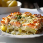 Zarter Lachs Auflauf mit Kartoffeln