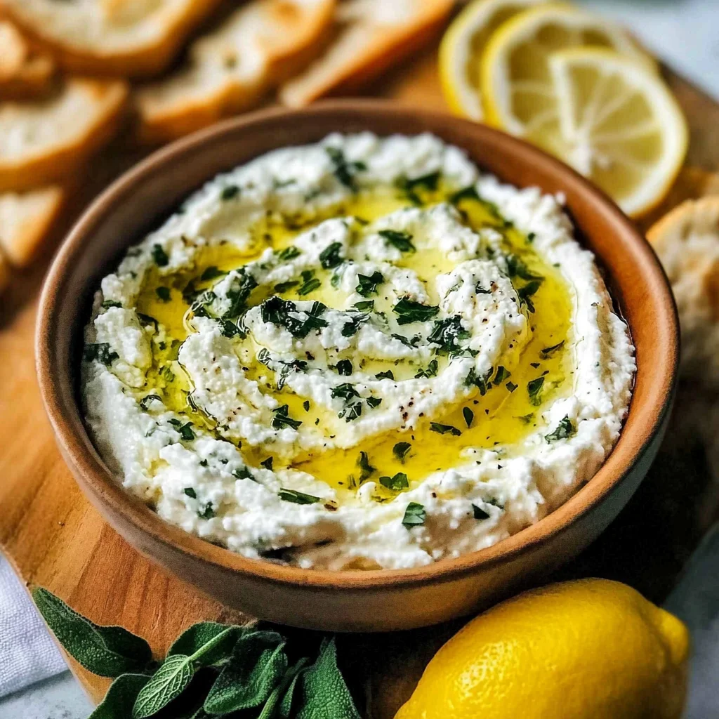 Zitronen-Feta-Aufstrich mit frischen Kräutern