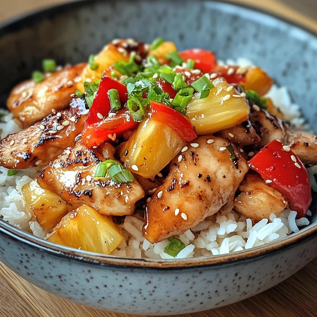 Ananas-Hähnchen mit Reis