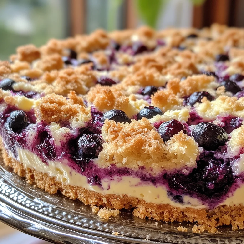 Blaubeerkuchen mit Pudding und Streusel