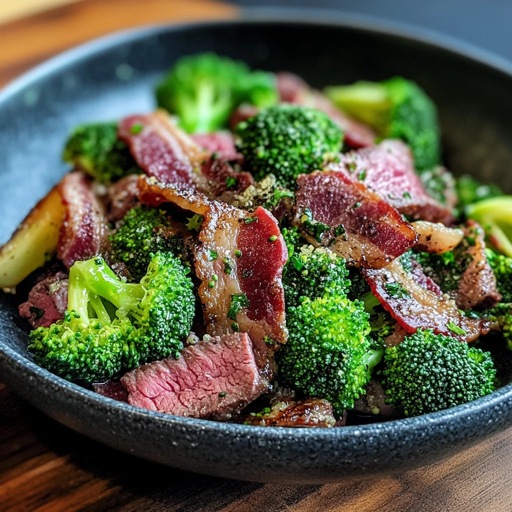 Broccoli Beef Bacon Salat
