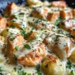 Cremiger Knoblauch-Parmesan Lachs-Gnocchi-Auflauf Rezept