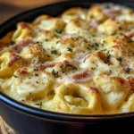 Cremiger Tortellini-Auflauf mit Schinken