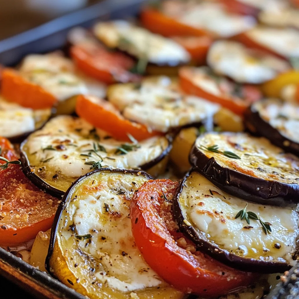 Cremiger Überbackener Mozzarella auf mediterranem Ofengemüse