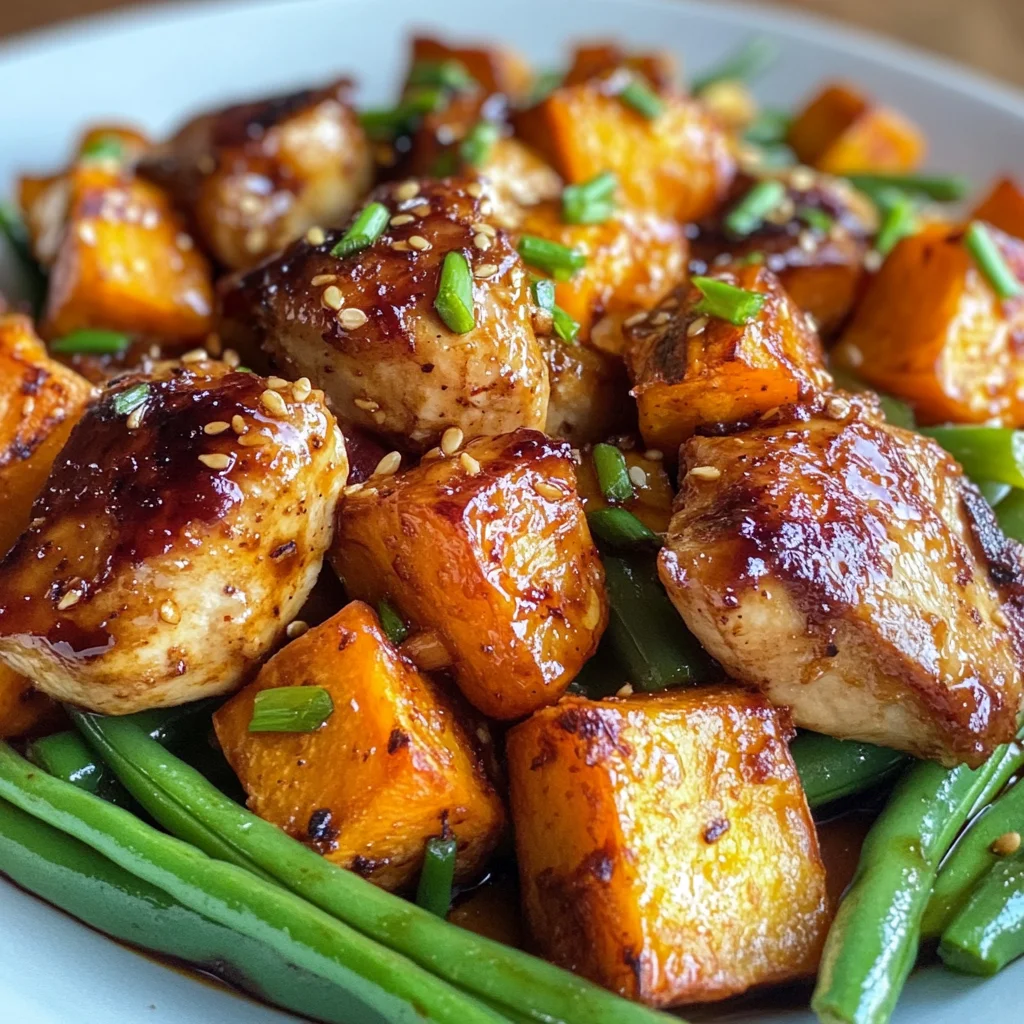 Honig-Knoblauch-Hühnchen mit Süßkartoffeln Rezept