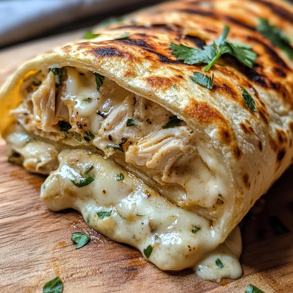 Käse Knoblauch Hühnchen Wraps für Eilige