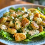 Knuspriger Gnocchi Caesar Salat mit Zitronendressing