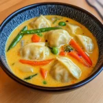 Kokosnuss-Curry-Suppe mit Knödeln