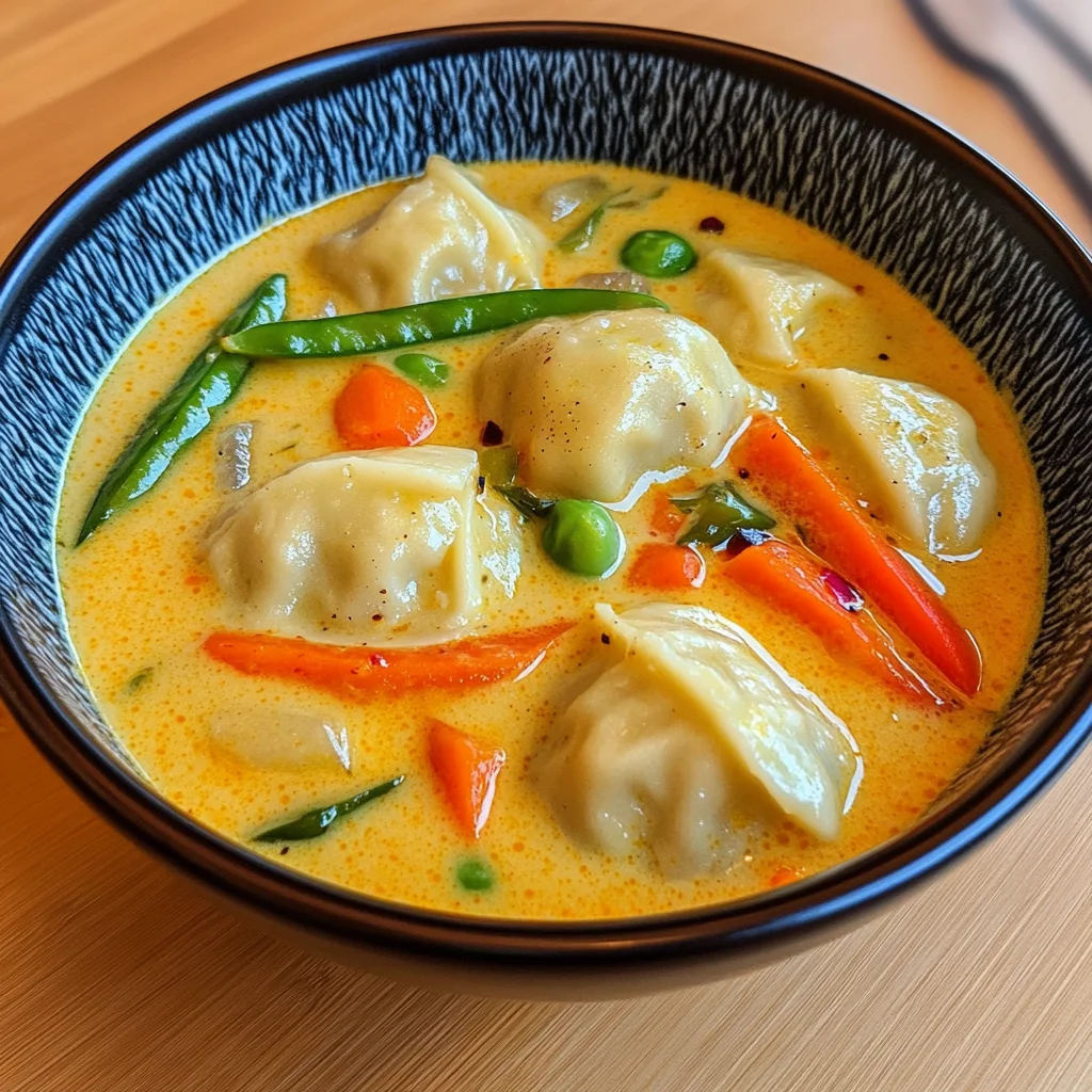 Kokosnuss-Curry-Suppe mit Knödeln
