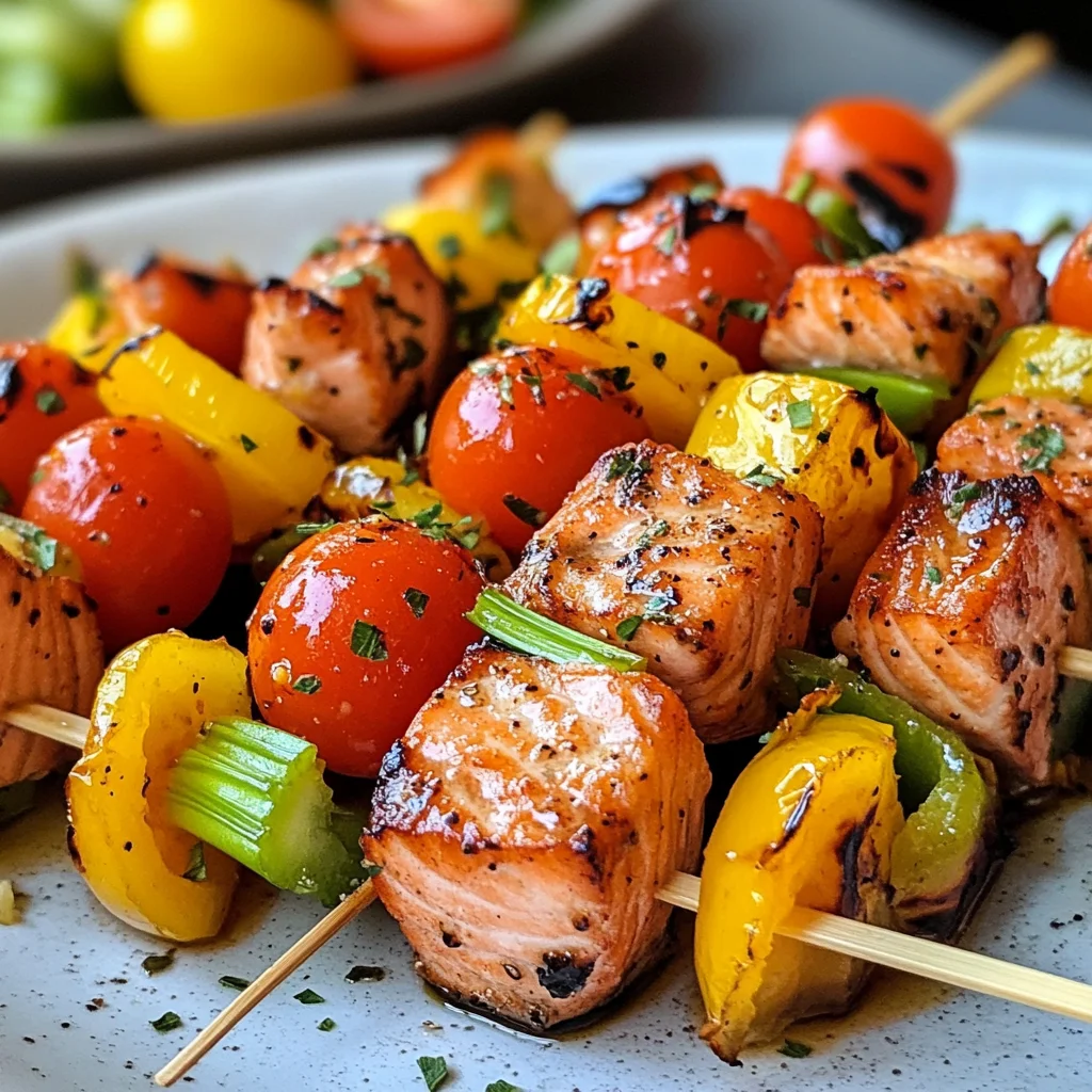 Lachs-Spieße mit Gemüse