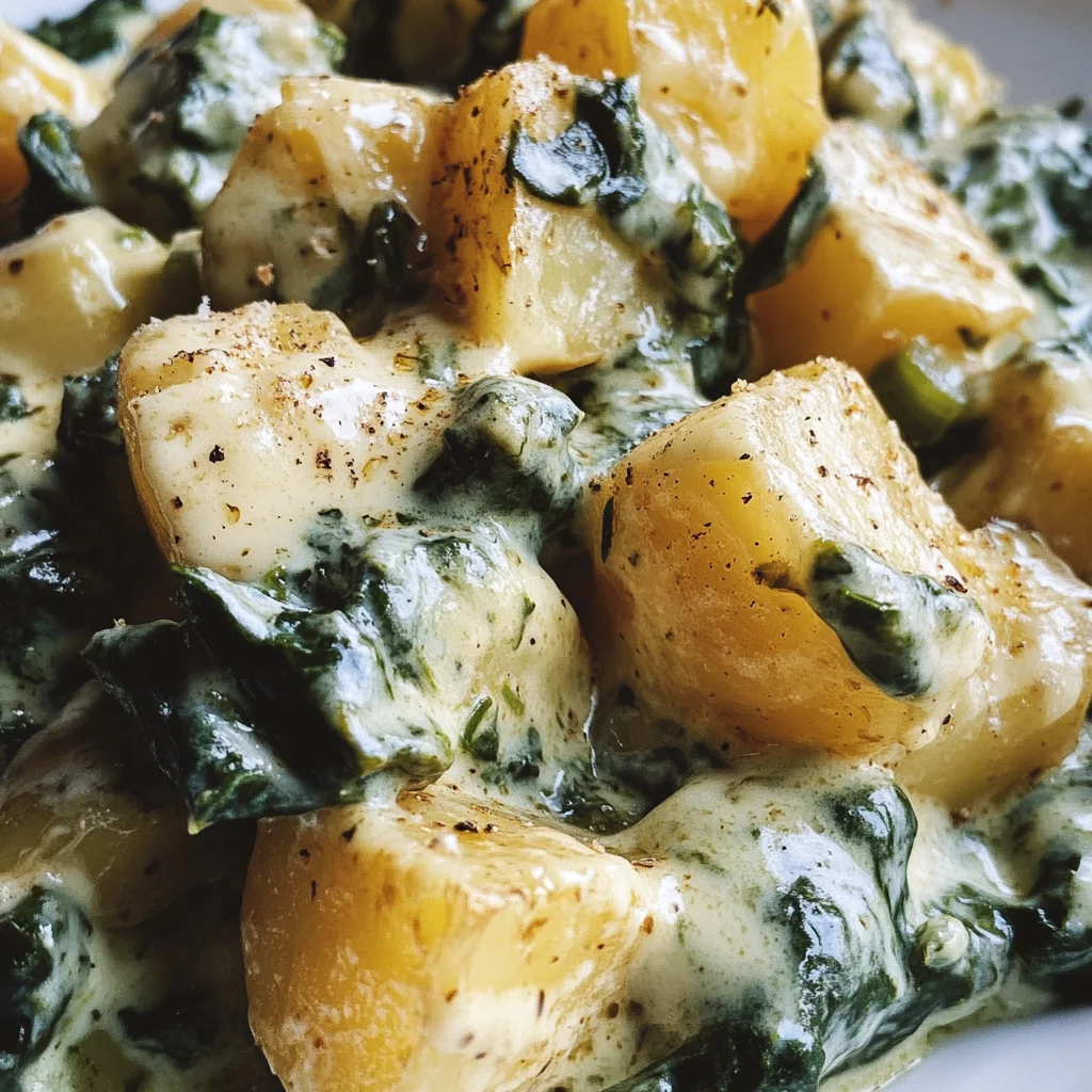 Leckere Spinatkartoffeln mit Käse-Sahne-Sauce Rezept