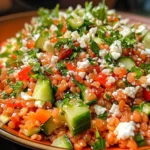 Orientalischer Rote-Linsensalat mit Feta Rezept genießen!