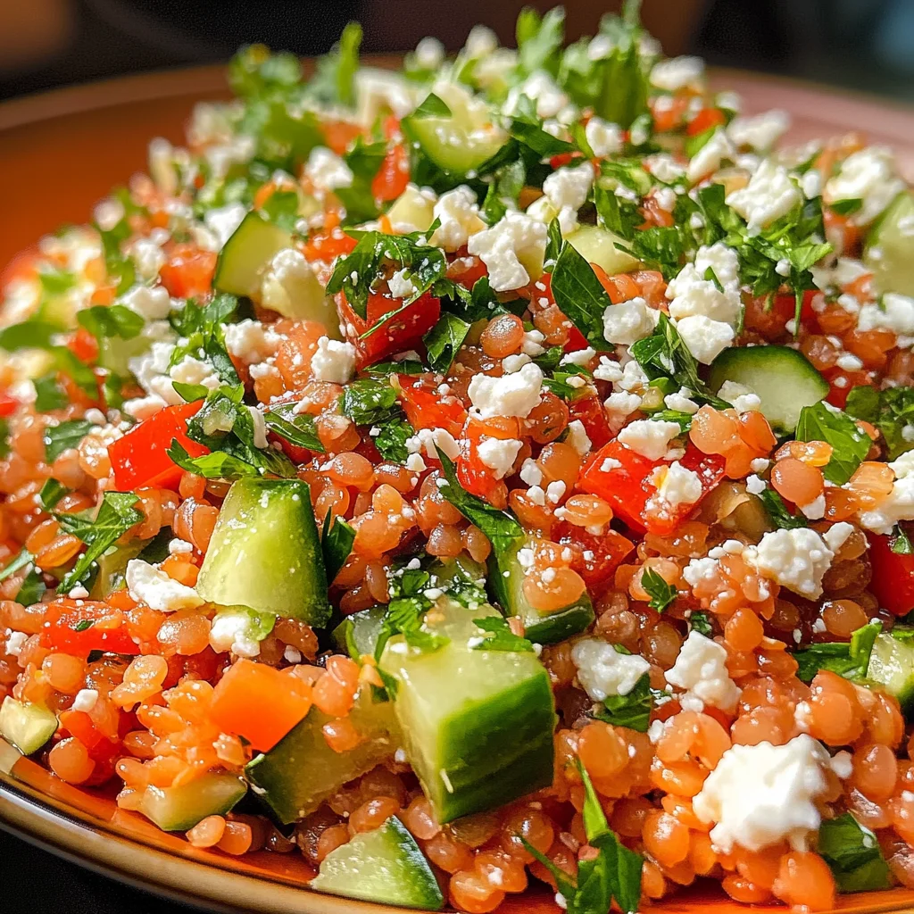 Orientalischer Rote-Linsensalat mit Feta Rezept genießen!