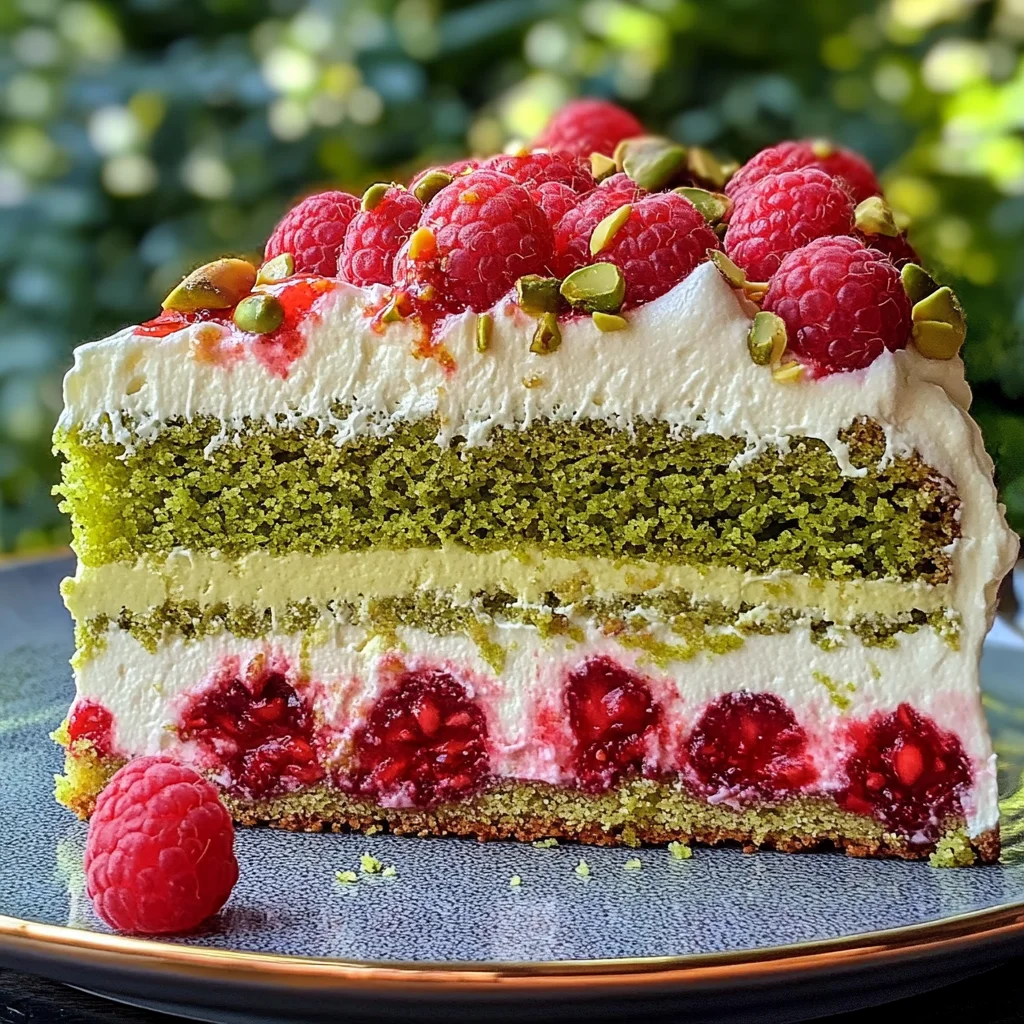Pistazien-Himbeer-Torte mit Mascarpone-Creme