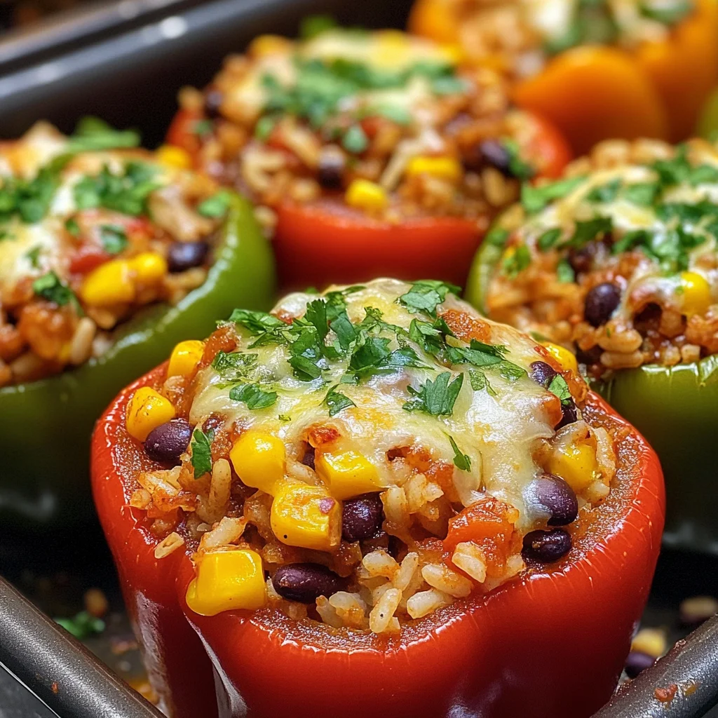 Schnelle vegetarische gefüllte Paprika für Genießer